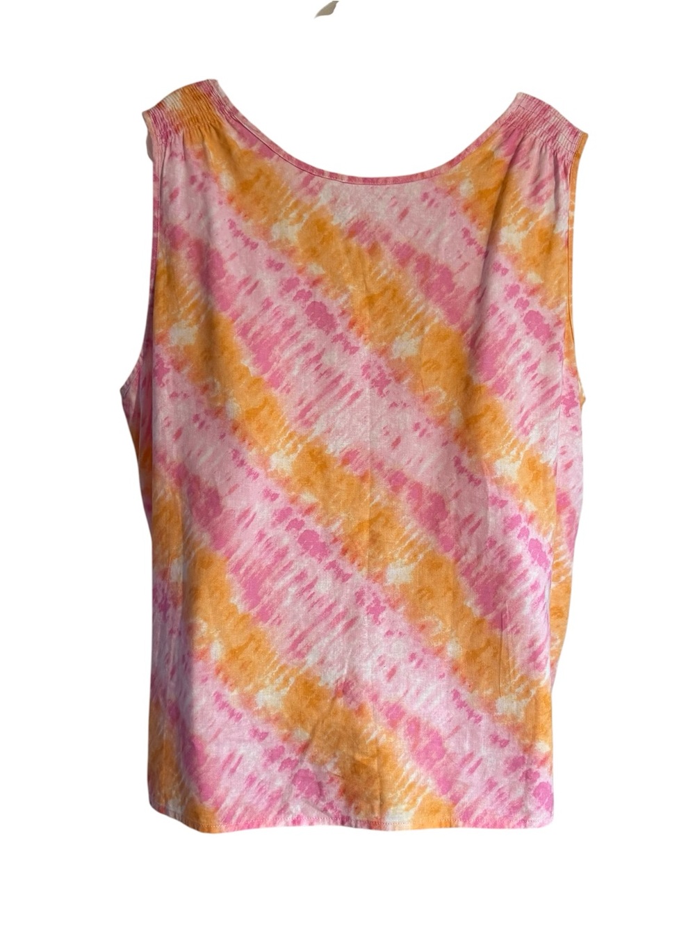 Pink Orange Tie-Dye Sleeveless Linen Blend V-Neck Top PLUS: 16/18 #3 - Picture 5 of 8